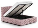 Pat tapitat cu spatiu de depozitare 180x200 PRO line 15 Roz Velvet
