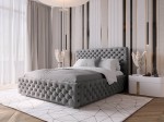 Pat tapitat cu spatiu de depozitare 160x200 PRO line 15 Grafit Velvet