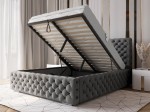 Pat tapitat cu spatiu de depozitare 180x200 PRO line 15 Grafit Velvet