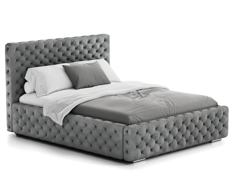 Pat tapitat cu spatiu de depozitare 180x200 PRO line 15 Grafit Velvet