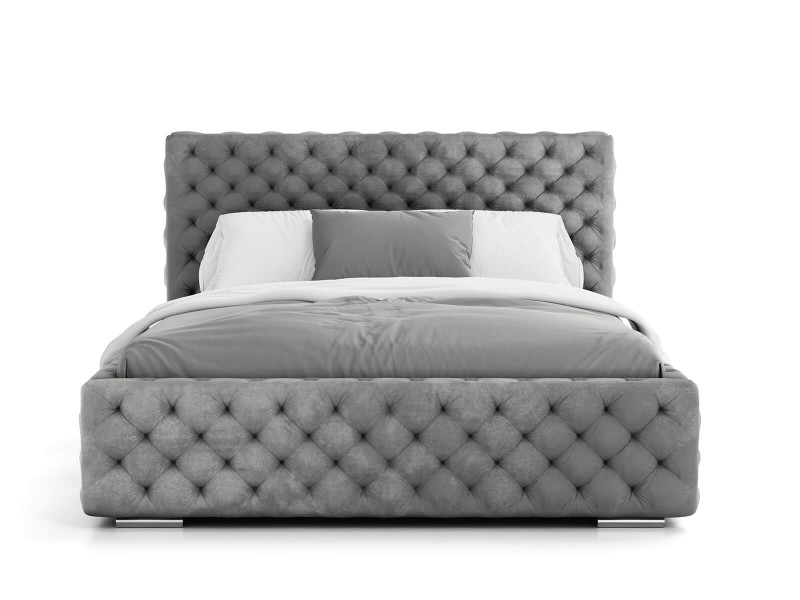 Pat tapitat cu spatiu de depozitare 180x200 PRO line 15 Grafit Velvet