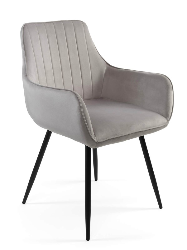 Scaun tapitat Gala Velvet Gri Deschis