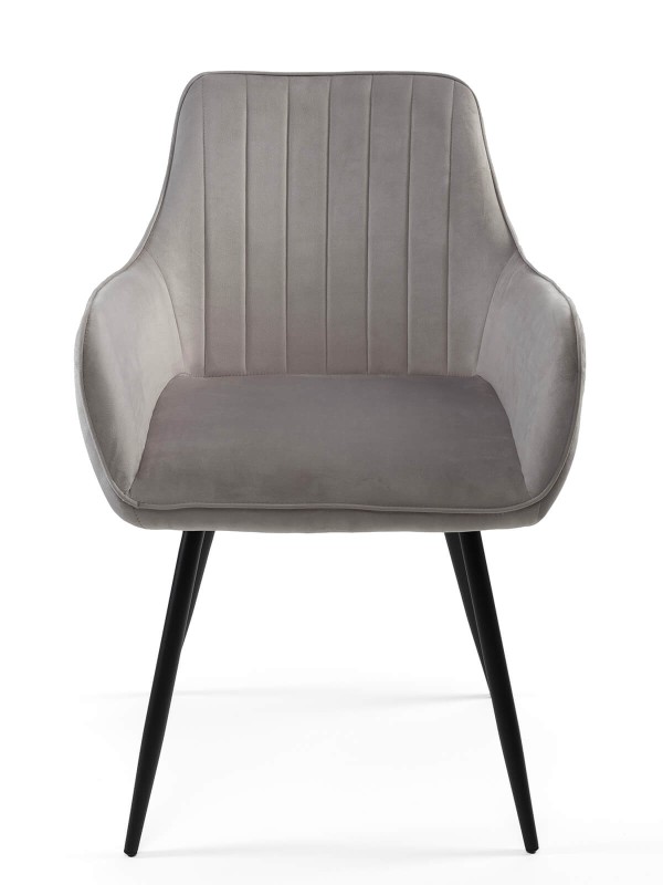 Scaun tapitat Gala Velvet Gri Deschis