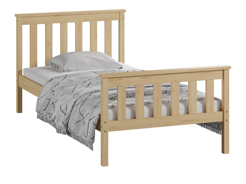 Pat din lemn 90x200 cu somieră Alion pin