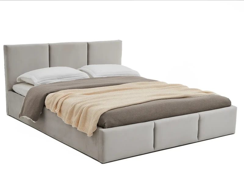 Pat Tapitat cu spatiu de depozitare 120x200 TOP Line 7 Gri Velvet