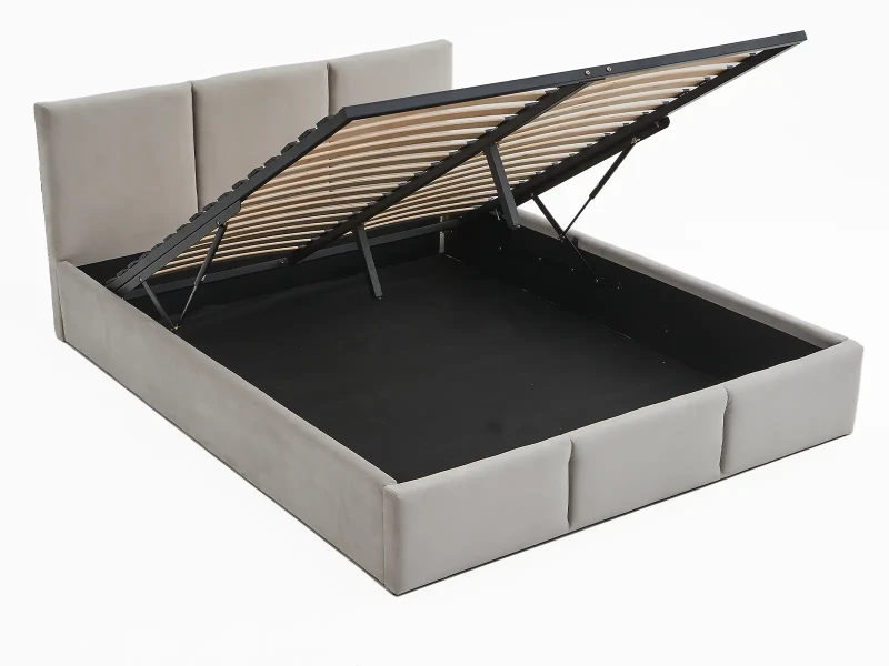 Pat Tapitat cu spatiu de depozitare 120x200 TOP Line 7 Gri Velvet