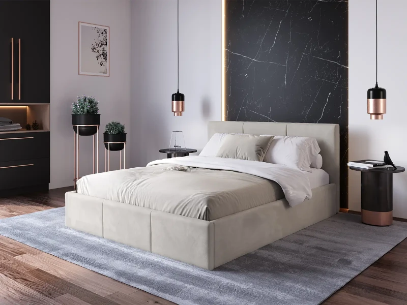 Pat Tapitat cu spatiu de depozitare 120x200 TOP Line 7 Gri Velvet