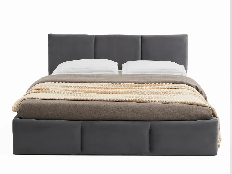 Pat Tapitat cu spatiu de depozitare 120x200 TOP Line 7 Grafit Velvet