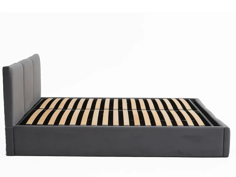 Pat Tapitat cu spatiu de depozitare 120x200 TOP Line 7 Grafit Velvet