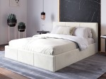 Pat Tapitat cu spatiu de depozitare 140x200 TOP Line 7 Bej Velvet