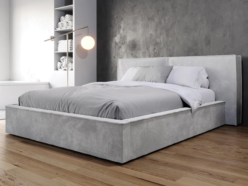 Pat tapitat cu spatiu de depozitare 140x200 PRO line 20 Harmony 80 gri
