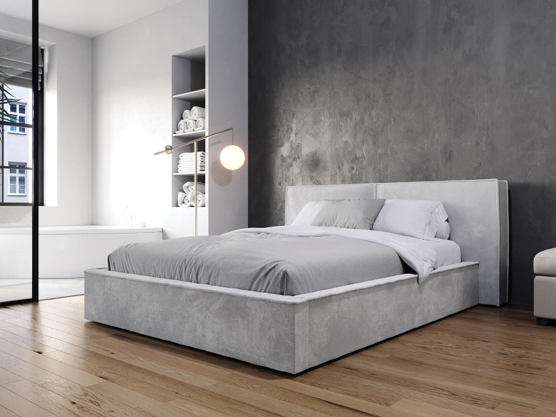Pat tapitat cu spatiu de depozitare 140x200 PRO line 20 Harmony 80 gri