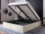 Pat Tapitat cu spatiu de depozitare 160x200 fără tăblie BOX Line Bej Velvet