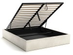 Pat Tapitat cu spatiu de depozitare 160x200 fără tăblie BOX Line Bej Velvet