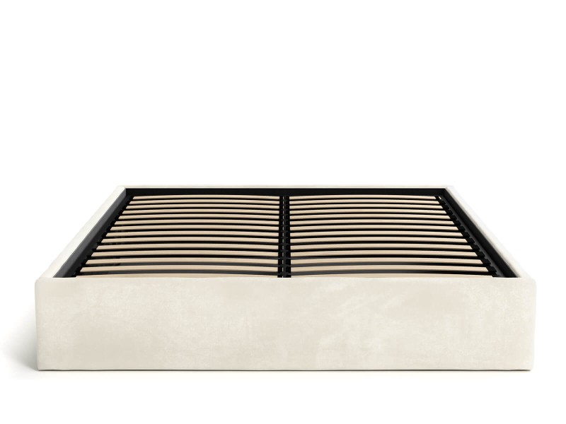 Pat Tapitat cu spatiu de depozitare 180x200 fără tăblie BOX Line Bej Velvet