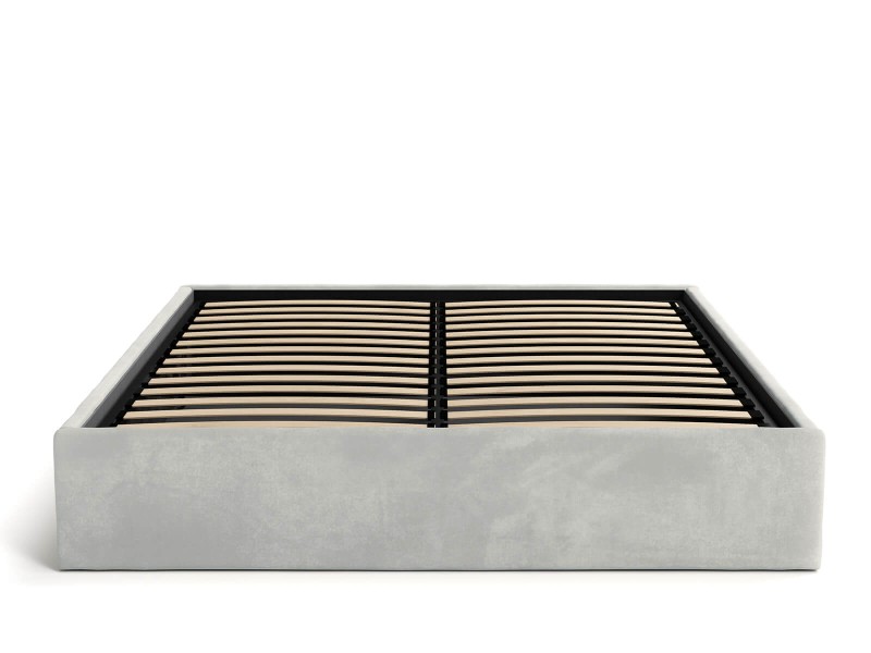 Pat Tapitat cu spatiu de depozitare 120x200 fără tăblie BOX Line Gri Velvet