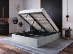 Pat Tapitat cu spatiu de depozitare 120x200 fără tăblie BOX Line Gri Velvet