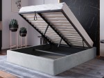 Pat Tapitat cu spatiu de depozitare 160x200 fără tăblie BOX Line Gri Velvet