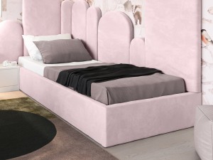 Pat Tapitat cu spatiu de depozitare 90x200 cm cu cadru, roz Velvet Kids Line Box