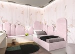 Pat Tapitat cu spatiu de depozitare 90x200 cm cu cadru, roz Velvet Kids Line Box