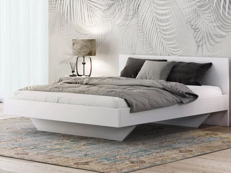 Pat de levitare 180x200 din placa de mobilier DM2 alba