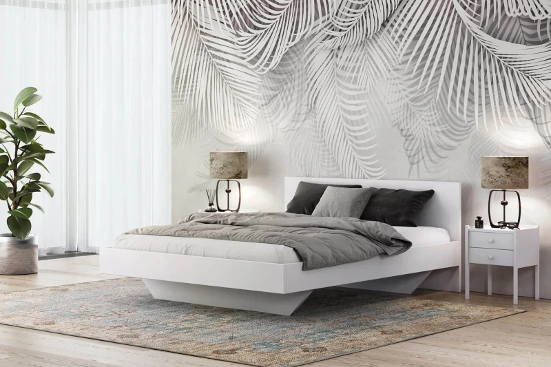 Pat de levitare 180x200 din placa de mobilier DM2 alba