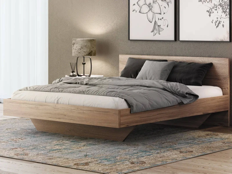 Pat de levitare 180x200 din placa de mobilier DM2 stejar craft
