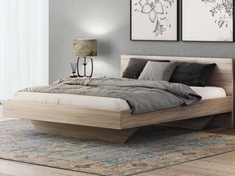Pat de levitare 180x200 din placa de mobilier DM2 stejar sonoma