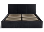 Pat Tapitat cu spatiu de depozitare 120x200 TOP Line 7 Negru Velvet