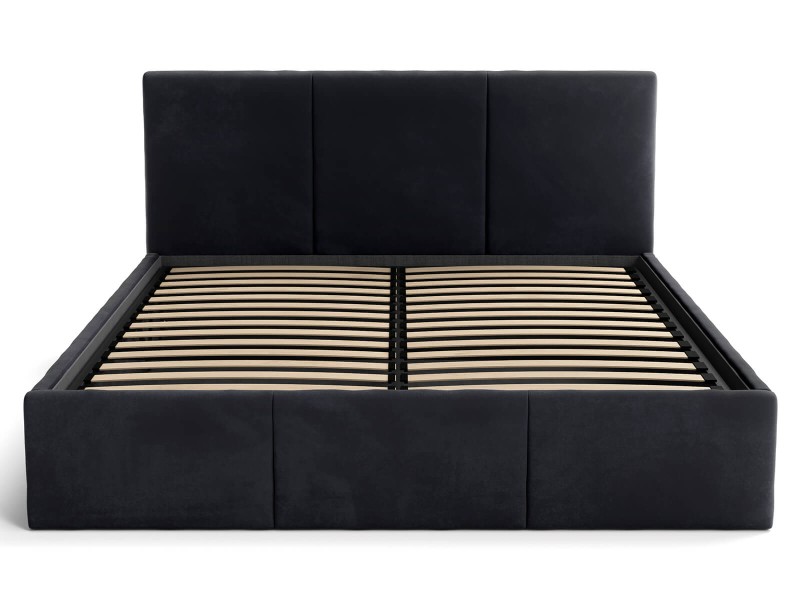 Pat Tapitat cu spatiu de depozitare 120x200 TOP Line 7 Negru Velvet