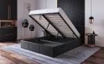 Pat Tapitat cu spatiu de depozitare 160x200 TOP Line 7 Negru Velvet