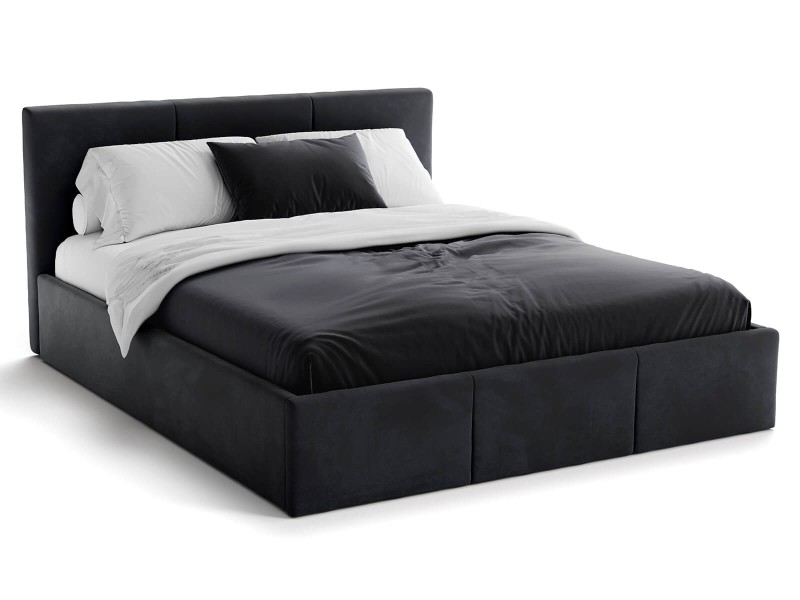 Pat Tapitat cu spatiu de depozitare 180x200 TOP Line 7 Negru Velvet