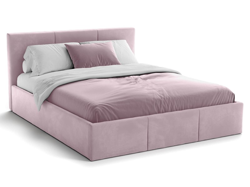 Pat Tapitat cu spatiu de depozitare 120x200 TOP Line 7 Roz Velvet