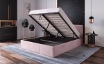Pat Tapitat cu spatiu de depozitare 160x200 TOP Line 7 Roz Velvet