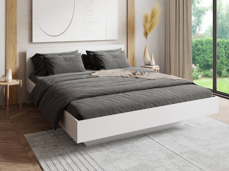 Pat de levitare 180x200 din placa de mobilier DM2 alba