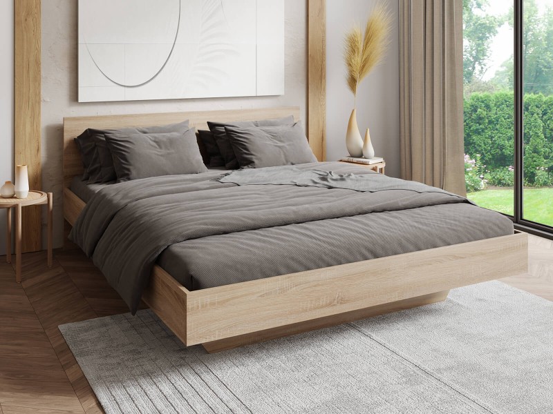 Pat de levitare 180x200 din placa de mobilier DM2 stejar sonoma