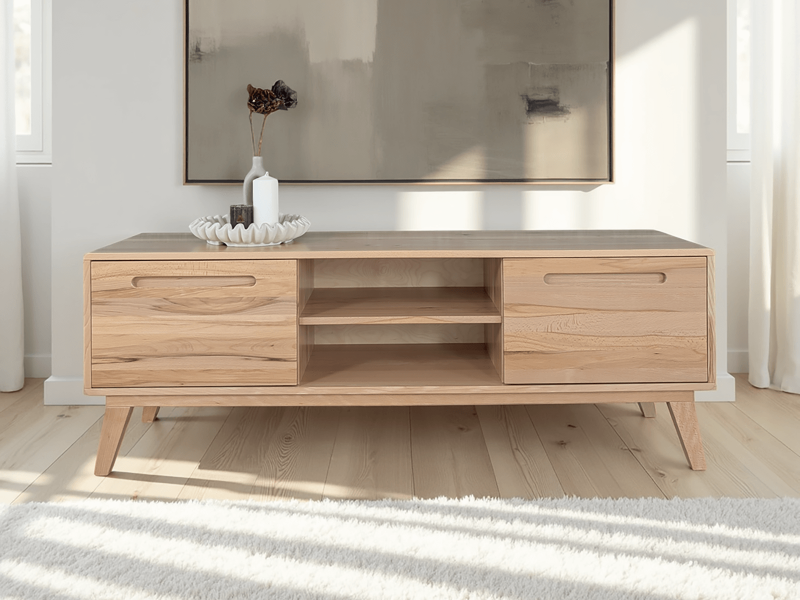 Dulap TV Beskid din lemn de fag,  lăţime 155 cm, Fag Natural
