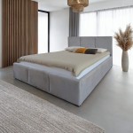 Pat Tapitat cu spatiu de depozitare 120x200 TOP Line 7 Gri Velvet