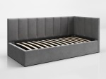 Canapea de o persoană tapițată 90x200 cu ladă de depozitare și somieră Tom, Grafit Velvet