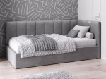Canapea de o persoană tapițată 90x200 cu ladă de depozitare și somieră Tom, Grafit Velvet