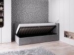 Canapea de o persoană tapițată 90x200 cu ladă de depozitare și somieră Tom, Grafit Velvet