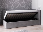 Canapea de o persoană tapițată 90x200 cu ladă de depozitare și somieră Tom, Grafit Velvet