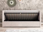 Canapea de o persoană tapițată 90x200 cu ladă de depozitare și somieră Urus, Bej Soro 21