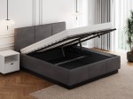 Pat tapițat levitant cu spațiu de depozitare 160x200 TOP line 8 Grafit Velvet