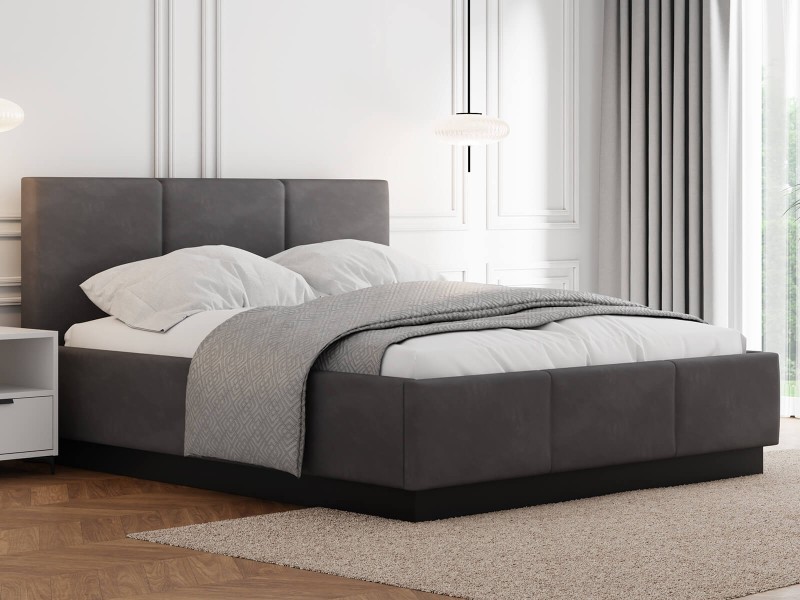 Pat tapițat levitant cu spațiu de depozitare 180x200 TOP line 8 Grafit Velvet