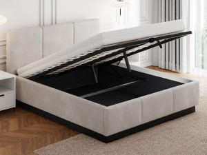 Pat tapițat levitant cu spațiu de depozitare 180x200 TOP line 8 Gri Velvet