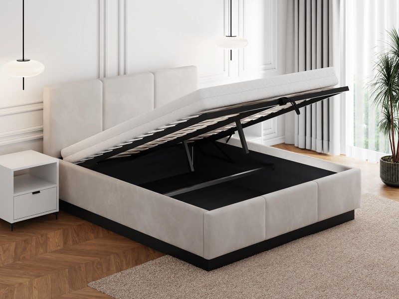 Pat tapițat levitant cu spațiu de depozitare 160x200 TOP line 8 Gri Velvet