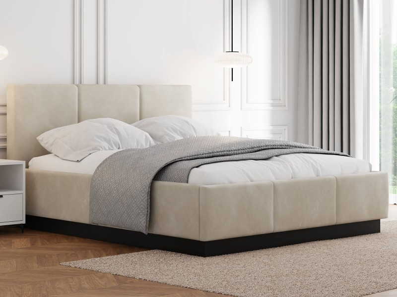 Pat tapițat levitant cu spațiu de depozitare 180x200 TOP line 8 Bej Velvet