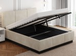 Pat tapițat levitant cu spațiu de depozitare 160x200 TOP line 8 Bej Velvet