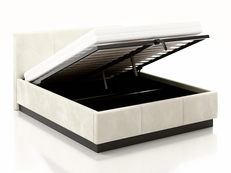 Pat tapițat levitant cu spațiu de depozitare 160x200 TOP line 8 Bej Velvet